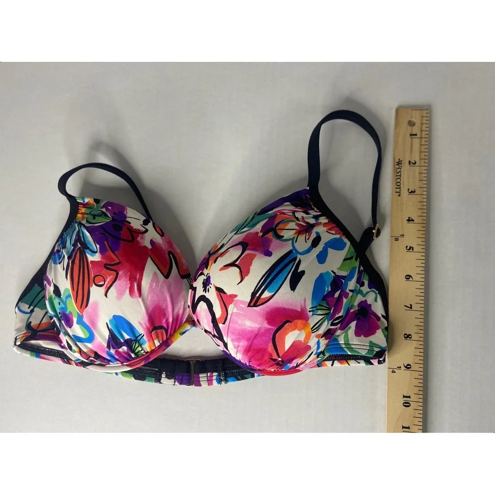 La Blanca Floral Underwire Bikini Top Multi Color Abstract‎ Womens 12